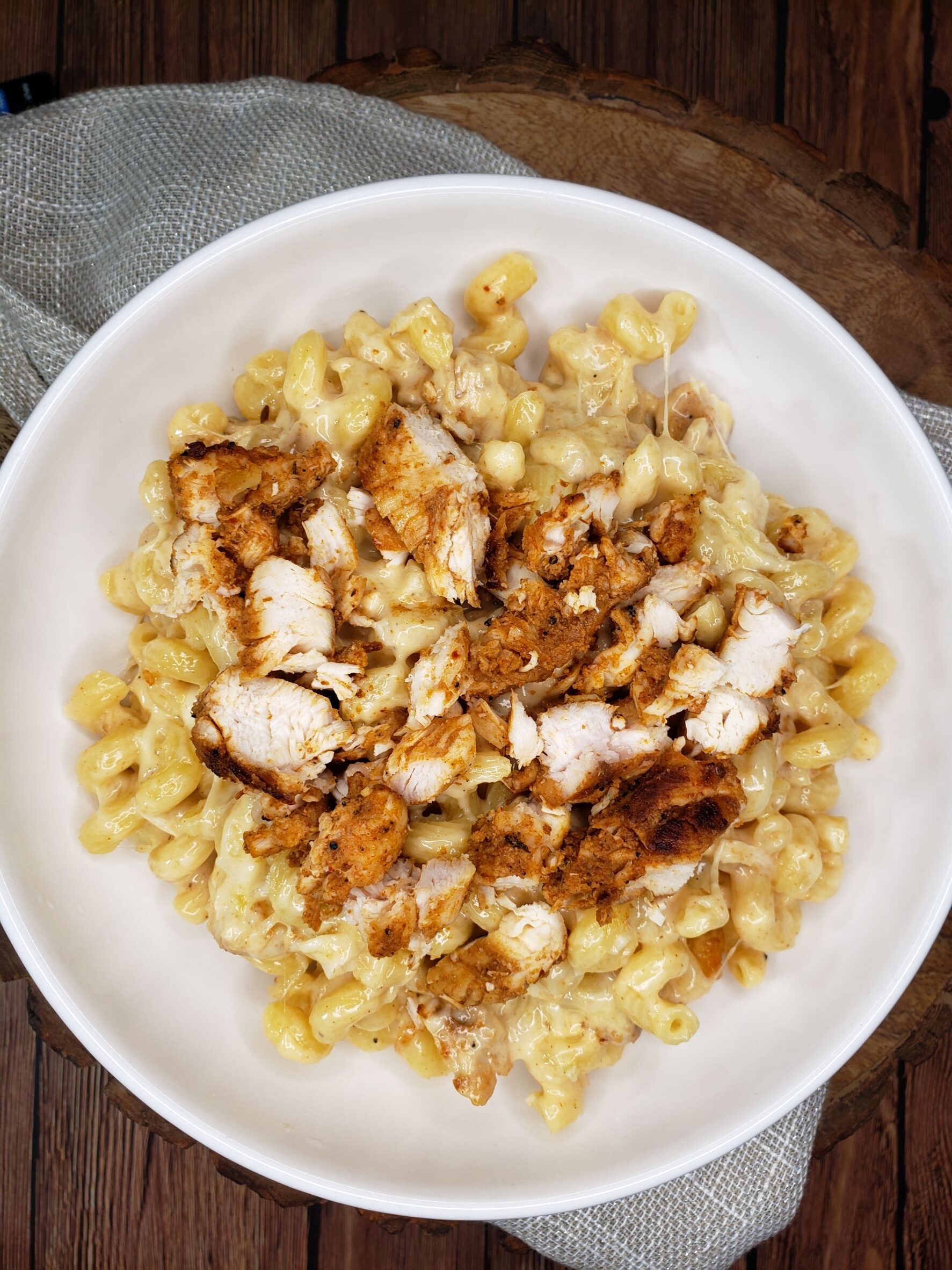 Jerk Chicken Baked Alfredo Pasta